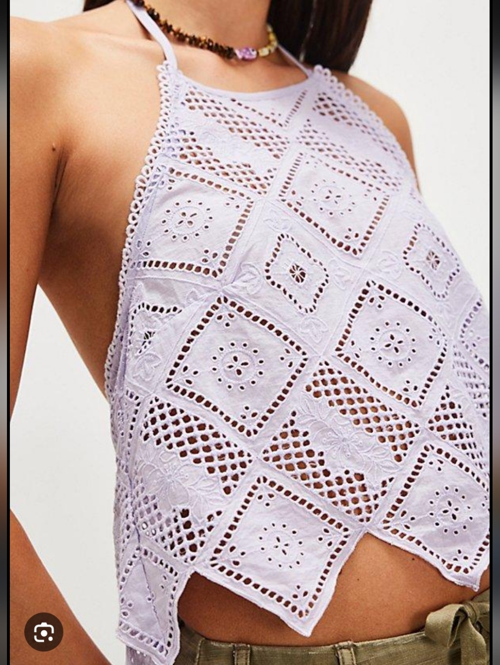 Free People Lavender Crochet Halter Top